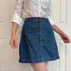 Dark wash denim mini-skirt